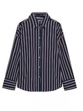 Zara Navy Stripe Button-Up Shirt